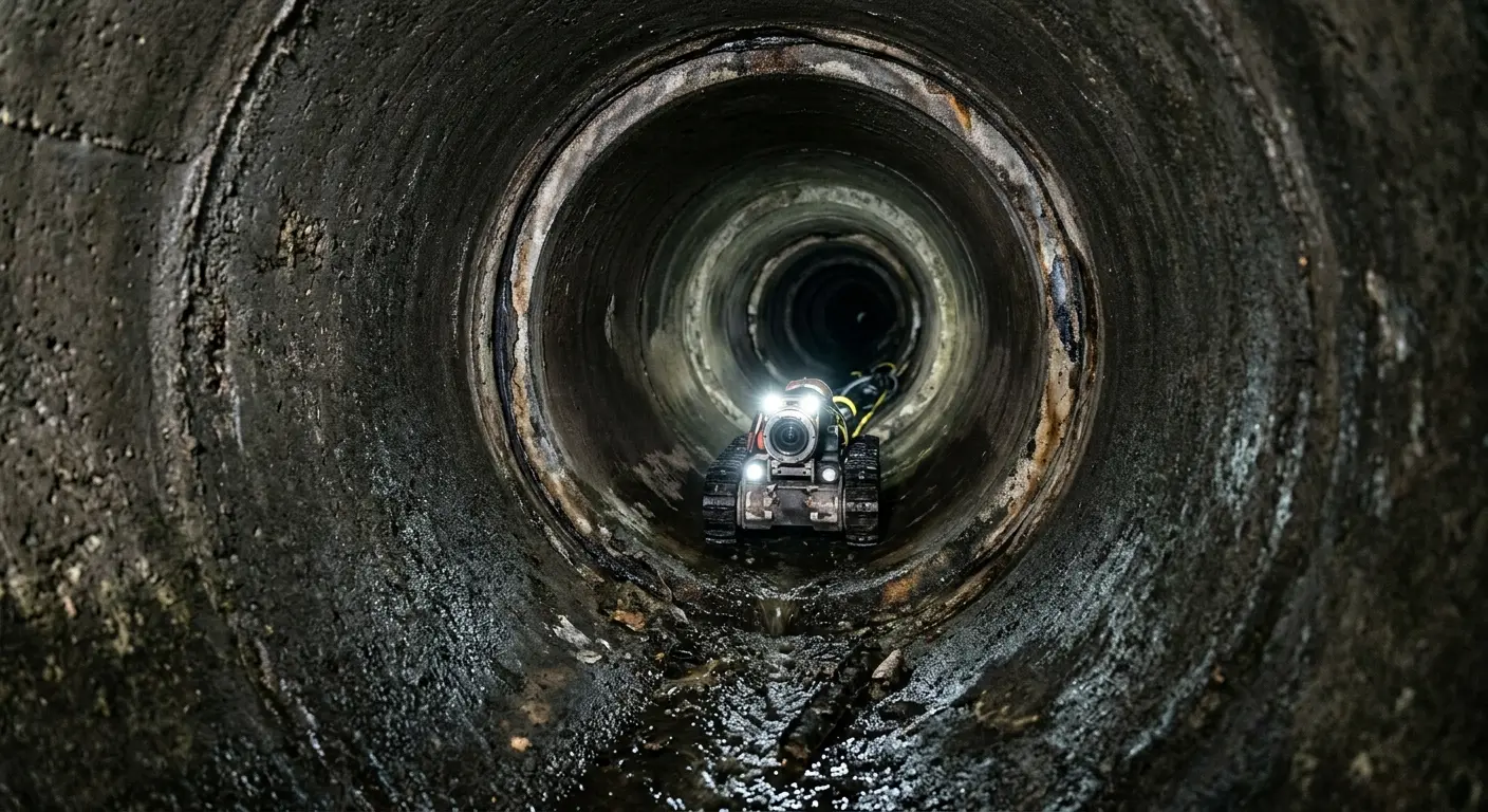 Robotic sewer camera inspecting pipe interior for Sewer Line Cleaning in Sandpoint